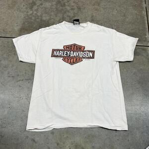 vintage harley davidson white big logo iowa flame shirt size large